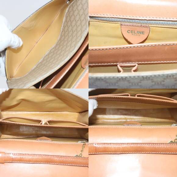 CELINE Macadam Canvas Shoulder Bag Pvc Beige Brown - Picture 12 of 13